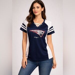 Cute Majestic Patriot women’s short sleeve jersey top size Medium NFL